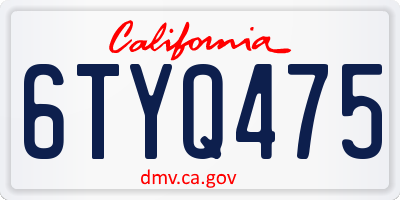 CA license plate 6TYQ475