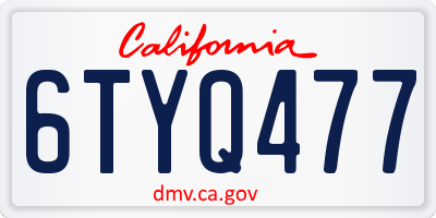CA license plate 6TYQ477