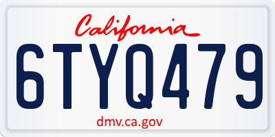 CA license plate 6TYQ479