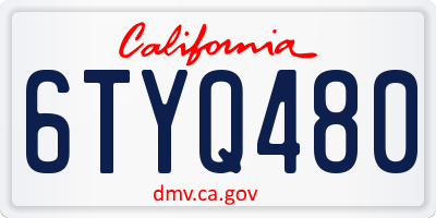 CA license plate 6TYQ480