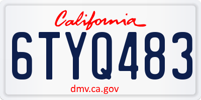 CA license plate 6TYQ483