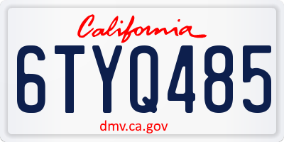 CA license plate 6TYQ485