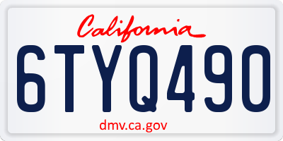 CA license plate 6TYQ490