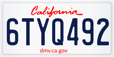CA license plate 6TYQ492