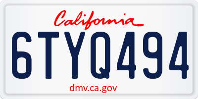 CA license plate 6TYQ494