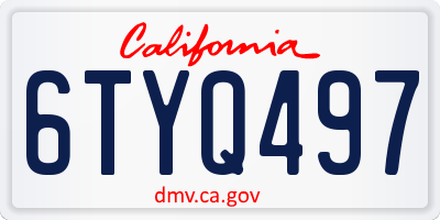 CA license plate 6TYQ497