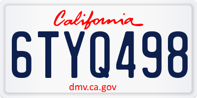 CA license plate 6TYQ498