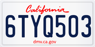 CA license plate 6TYQ503
