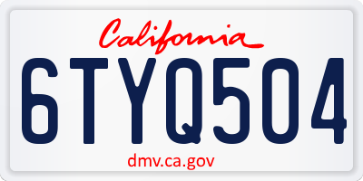 CA license plate 6TYQ504