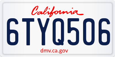 CA license plate 6TYQ506