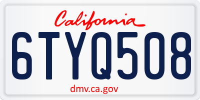 CA license plate 6TYQ508