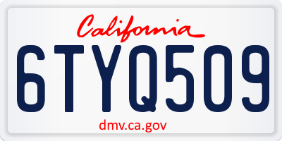 CA license plate 6TYQ509