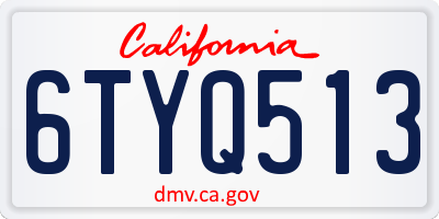 CA license plate 6TYQ513