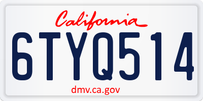 CA license plate 6TYQ514