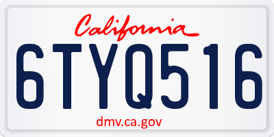 CA license plate 6TYQ516