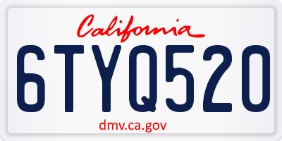 CA license plate 6TYQ520