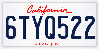 CA license plate 6TYQ522