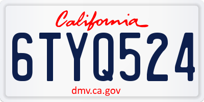 CA license plate 6TYQ524