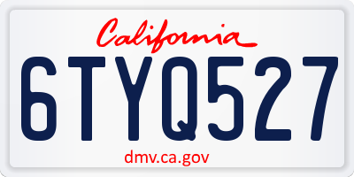 CA license plate 6TYQ527