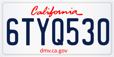 CA license plate 6TYQ530