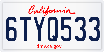 CA license plate 6TYQ533