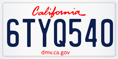 CA license plate 6TYQ540