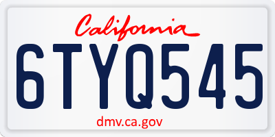 CA license plate 6TYQ545