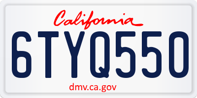 CA license plate 6TYQ550