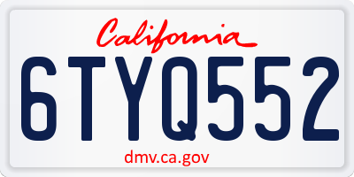 CA license plate 6TYQ552