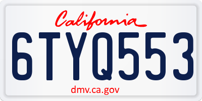 CA license plate 6TYQ553