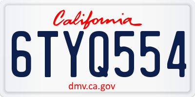 CA license plate 6TYQ554