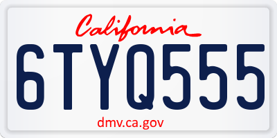 CA license plate 6TYQ555