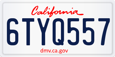 CA license plate 6TYQ557
