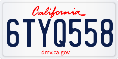 CA license plate 6TYQ558
