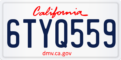 CA license plate 6TYQ559