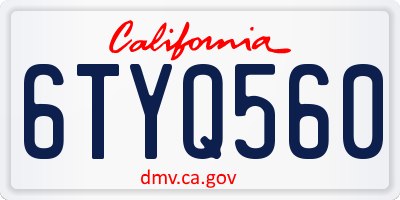 CA license plate 6TYQ560