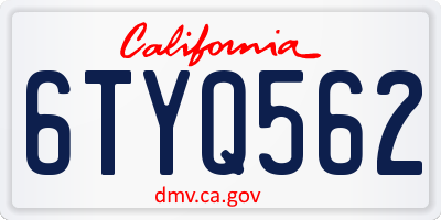CA license plate 6TYQ562