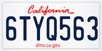 CA license plate 6TYQ563