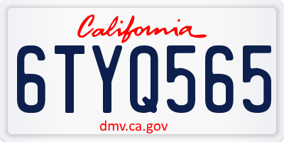 CA license plate 6TYQ565