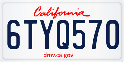 CA license plate 6TYQ570