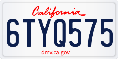 CA license plate 6TYQ575