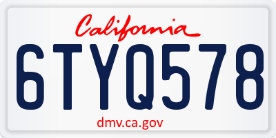 CA license plate 6TYQ578