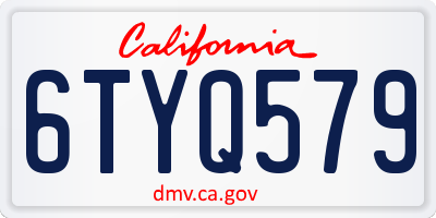 CA license plate 6TYQ579