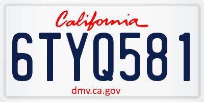 CA license plate 6TYQ581
