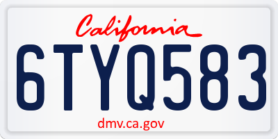 CA license plate 6TYQ583