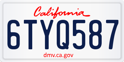 CA license plate 6TYQ587