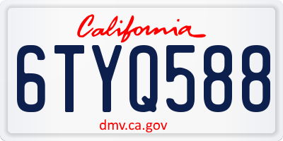CA license plate 6TYQ588