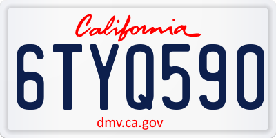 CA license plate 6TYQ590