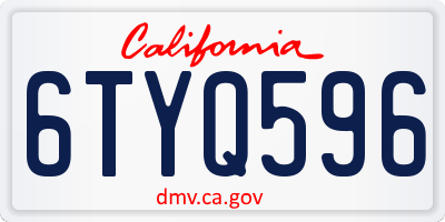 CA license plate 6TYQ596