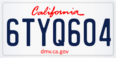 CA license plate 6TYQ604